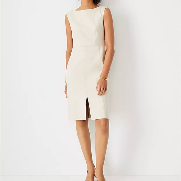 NWT Ann Taylor Women’s Sleeveless Seamed Sheath Dress Off White Cream 2 Tall - Picture 1 of 8